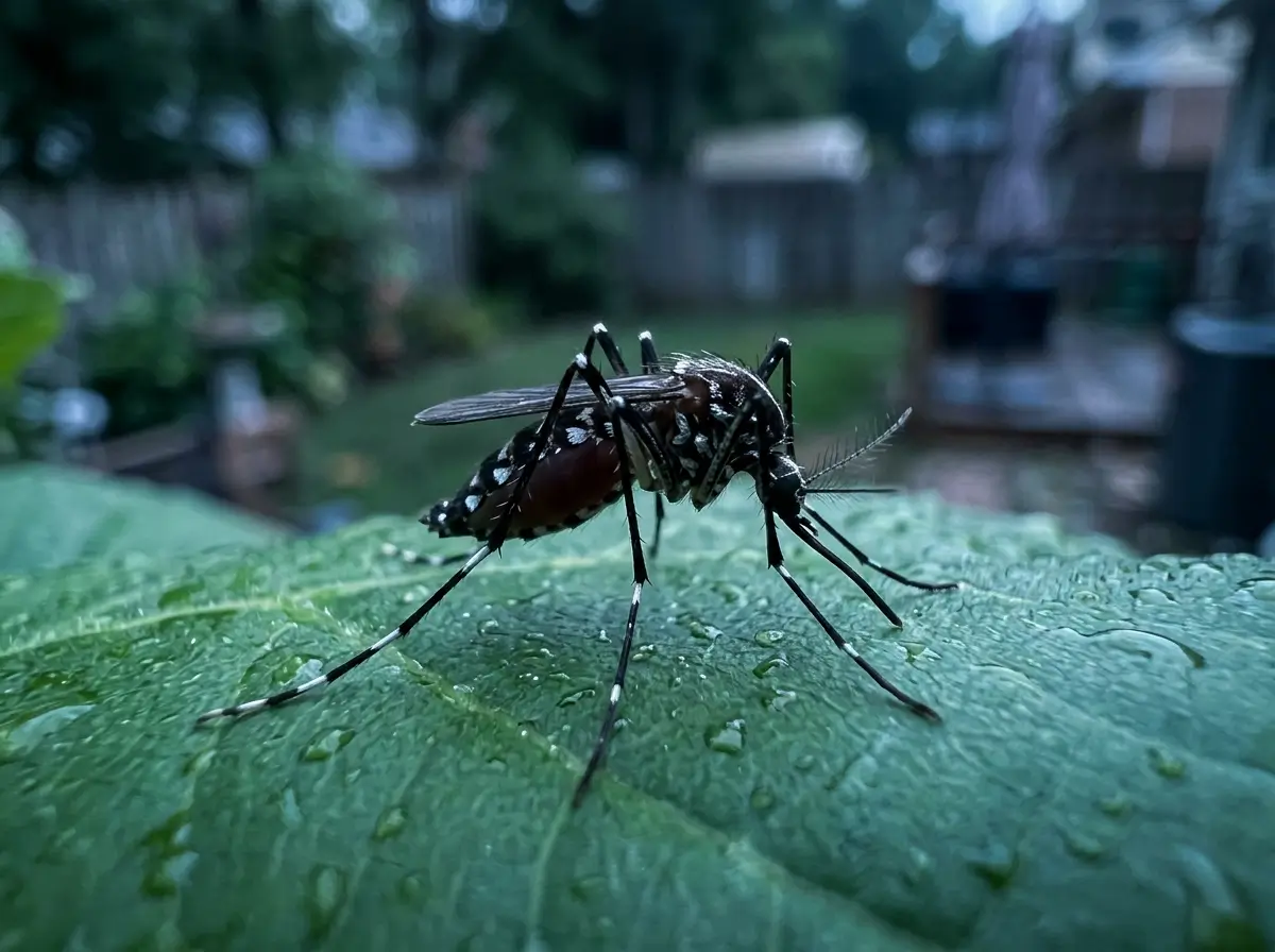 Mosquito Aedes aegypti sobre uma folha